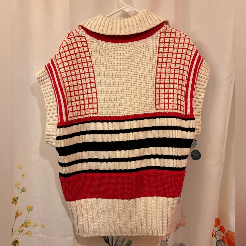 Anthropologie Maeve tennis sweater vest small oversized - Picture 4 of 4